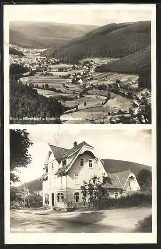 AK Enztal, Enzklösterle, Hotel Pension Stieringer, Ortsansicht mit Blick ins Tal