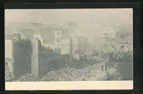 AK Ilsfeld, Brandkatastrophe 1904, Blick auf die Brandstätte
