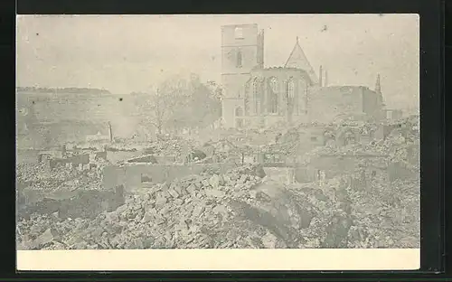 AK Ilsfeld, Brandkatastrophe 1904, niedergebrannte Häuser und Kirche
