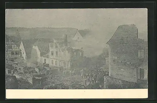 AK Ilsfeld, Brandkatastrophe 1904, Niedergebrannte Häuser