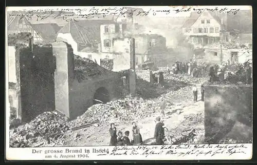 AK Ilsfeld, Brandkatastrophe 1904, Strassenpartie im niedergebrannten Ort
