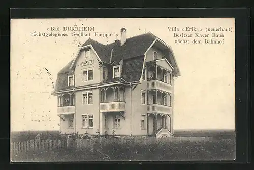 AK Bad Dürrheim, Hotel Villa Erika in Bahnhofsnähe