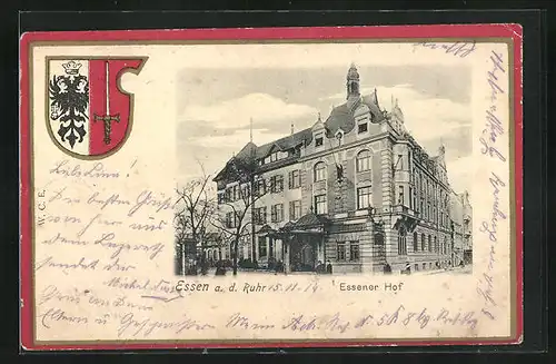 AK Essen / Ruhr, Hotel Essener Hof, Wappen