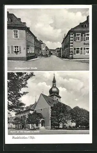 AK Marktleuthen / Obfr., Kirchenlamitzer Strasse, Kirche und Markt