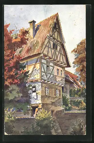 AK Waiblingen, Altes Haus an der Mauer