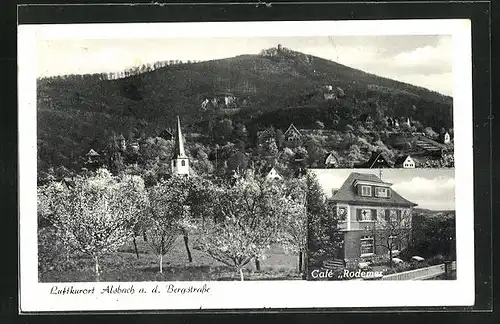 AK Alsbach a. d. Bergstrasse, Café Rodemer, Ortsansicht