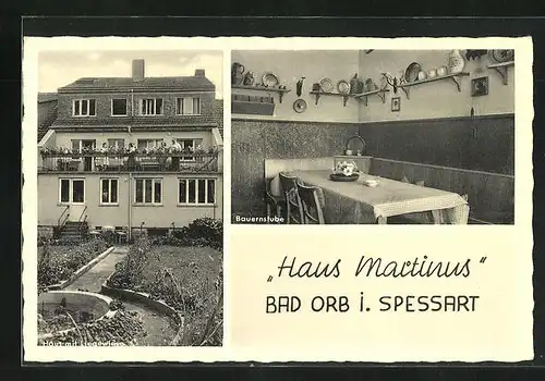 AK Bad Orb i. Spessart, Haus Martinus, Bauernstube, Haus mit Liegewiese