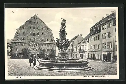 AK Zittau, Marstall und Herkulesbrunnen