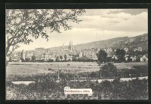 AK Gelnhausen, Ortspanorama von Süden gesehen