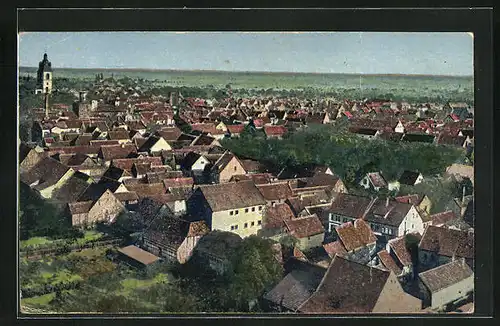 AK Gross-Gerau, Blick über die Dächer der Ortschaft