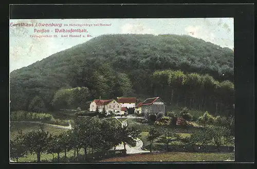 AK Honnef, Blick auf das Forsthaus Löwenburg