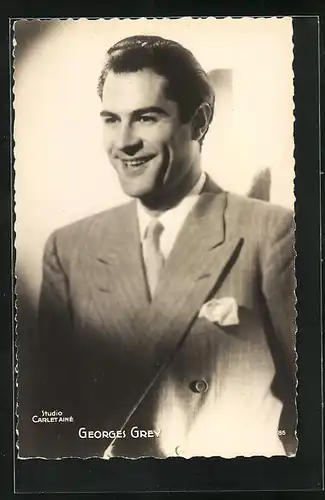 AK Schauspieler Georges Grey im Anzug mit Krawatte
