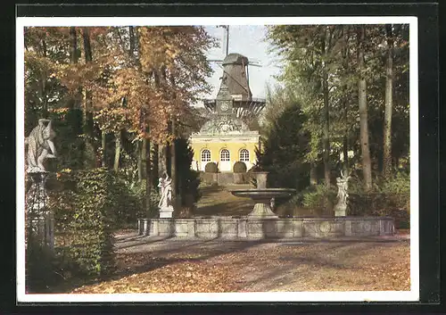 AK Potsdam, Sanssouci, Blick auf Neue Kammern und Historische Mühle