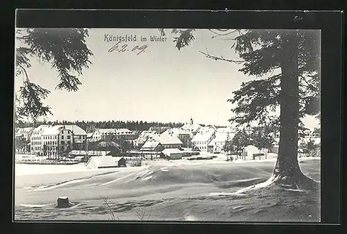 AK Königsfeld, Ortspartie im Winter