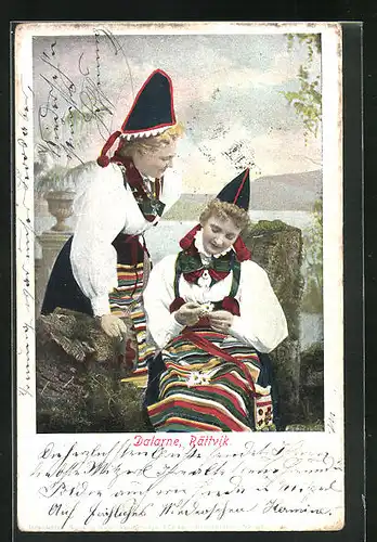 AK Rättvik, schwedische Frauen in Trachtenkleidern