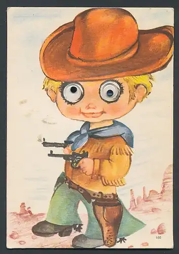 Glasaugen-AK Kleiner Cowboy mit Kulleraugen
