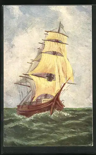Künstler-AK Degi Nr. 1458: Segelboot, Der Heimat zu von C. Eckert