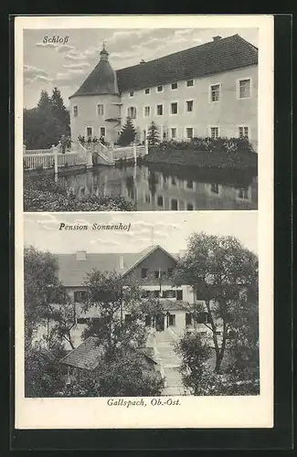 AK Gallspach, Hotel-Pension Sonnenhof, Ansicht vom Schloss