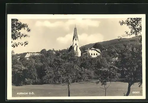 AK Aurach am Hongar, Blick auf den Kirchturm