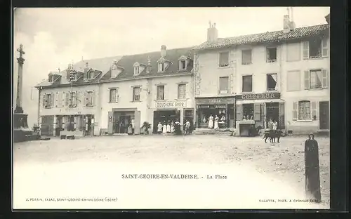 AK Saint-Geoire-en-Valdeine, La Place, Geschäfte am Hauptplatz