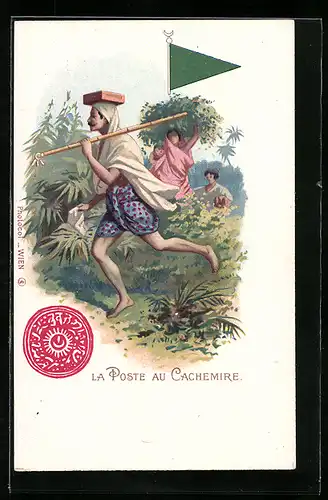 Lithographie La Poste au Cachemire, 4. Generalversammlung d. Bayer. Post- u. Telegraphen-Peronals 1904