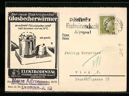 Künstler-AK Reklame für Glasbecherwärmer von Elektrodental