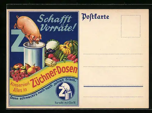 AK Reklame für das Konservieren von Lebensmitteln in Züchner-Dosen