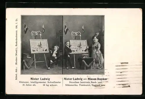 AK Mister Ludwig vor seinem Gemälde mit Misses Dagmar