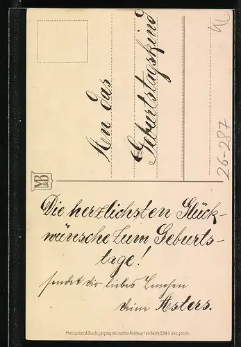 Künstler-AK Meissner & Buch (M&B) Nr. 2245: Ob sie zu Hause ist?, Mädchen in roten Kleidern, Hund