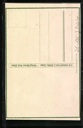 Künstler-AK sign. J. Bröcke: Der wilde Wein glüht