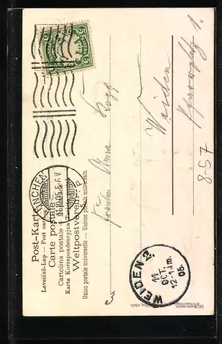 Lithographie München, Münchner Kindl mit Krug und Rüben