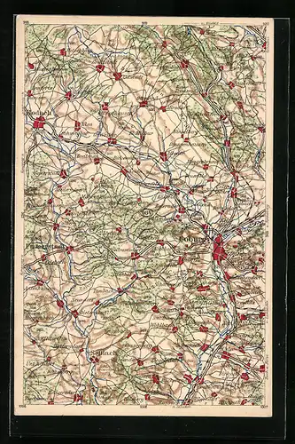 AK Coburg, Landkarte der Umgebung, Wona-Verlag