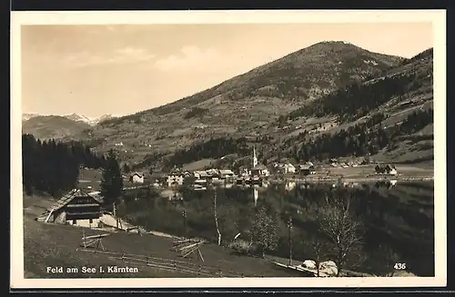 AK Feld am See, Gesamtansicht mit Umgebung aus der Vogelschau