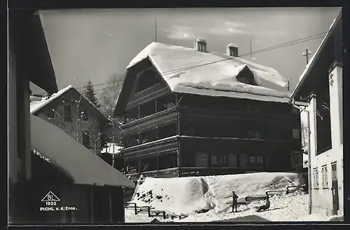 AK Pichl /Enns, Ortspartie im Winter