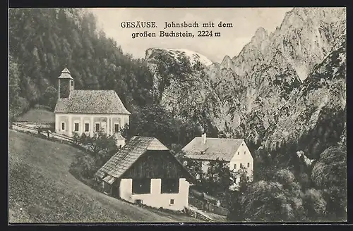 AK Johnsbach /Gesäuse, Ortsansicht mit dem grossen Buchstein