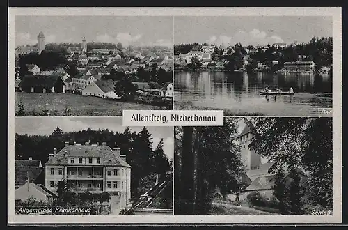 AK Allentsteig /Niederdonau, Totalansicht, Bad, Krankenhaus, Schloss