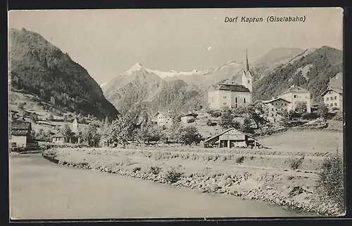 AK Kaprun /Giselabahn, Dorf, vom Wasser gesehen