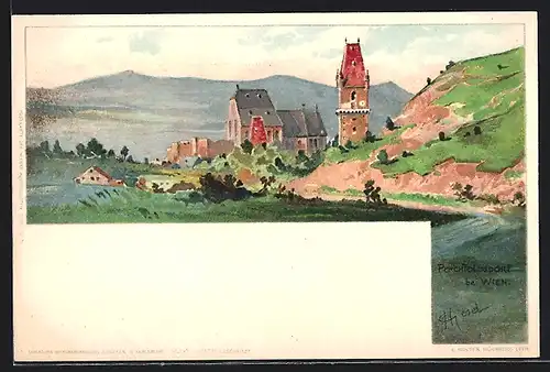 Künstler-AK Perchtoldsdorf, Ortspartie