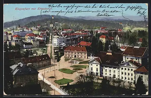 AK Klagenfurt, Teilansicht mit Kreuzbergl aus der Vogelschau