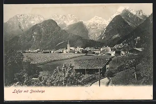 AK Lofer, Ortsansicht mit Steinberge