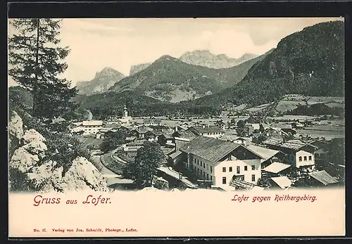 AK Lofer, Ortsansicht gegen Reithergebirge