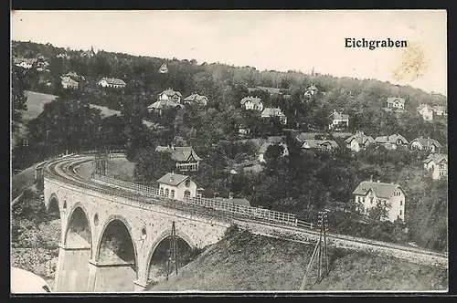 AK Eichgraben, Viadukt und Ort, von oben gesehen