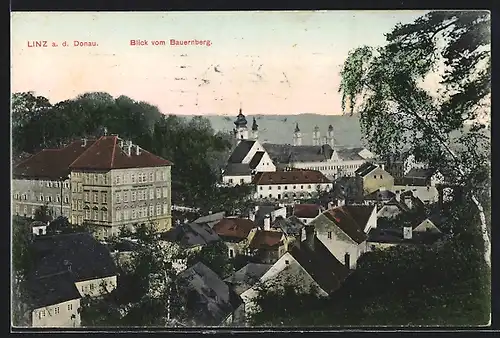 AK Linz a. D., Blick vom Bauernberg