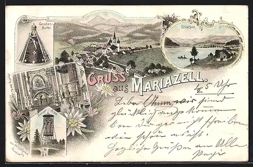 Lithographie Mariazell, Ortsansicht, Gnaden-Mutter, Bürger-Alpe