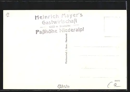 AK Niederalpl, Gastwirtschaft Heinrich Mayer, Aussenansicht