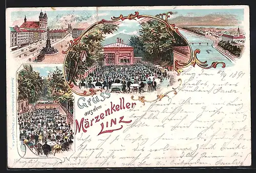 Lithographie Linz, Gasthaus Märzenkeller