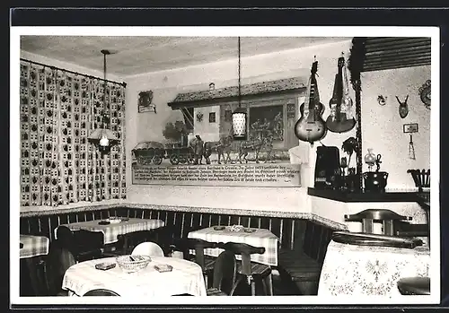 AK Lermoos, Tiroler Weinstube Arthur Bucher, Kirchplatz, Innenansicht