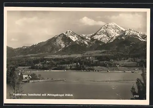 AK Faakersee, Inselhotel mit Mittagskogel