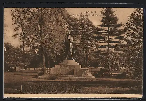 AK Linz a. D., Stelzhammer-Denkmal im Volksgarten