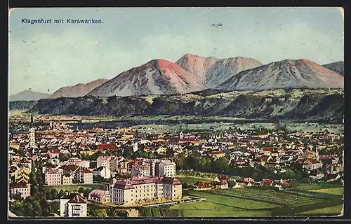 AK Klagenfurt, Teilansicht mit Karawanken